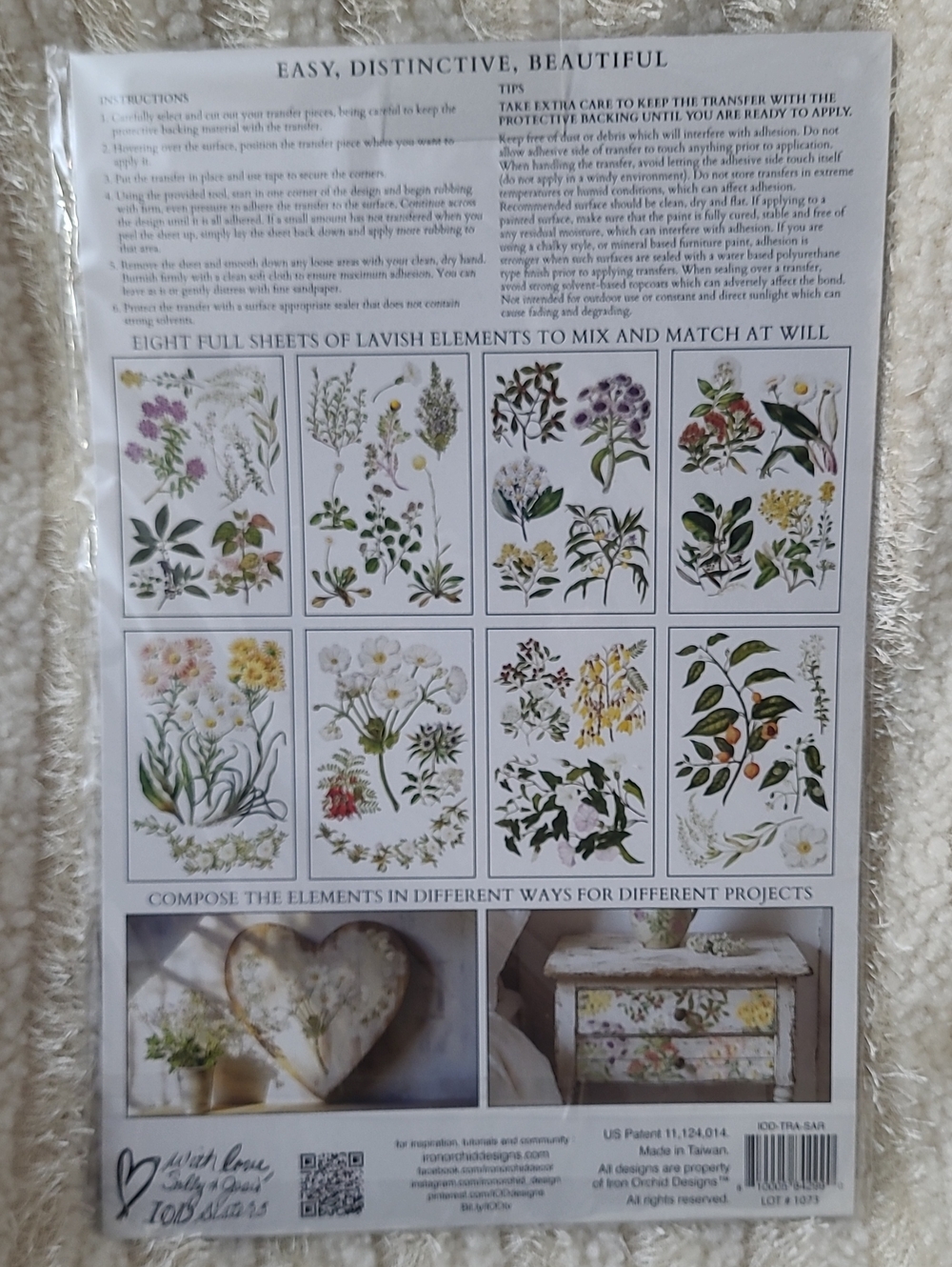 NEW IOD Iron Orchid Designs Transfer Sarah Featon's Botanicals 8 Sheets 8" x 12" - Picture 3 of 9